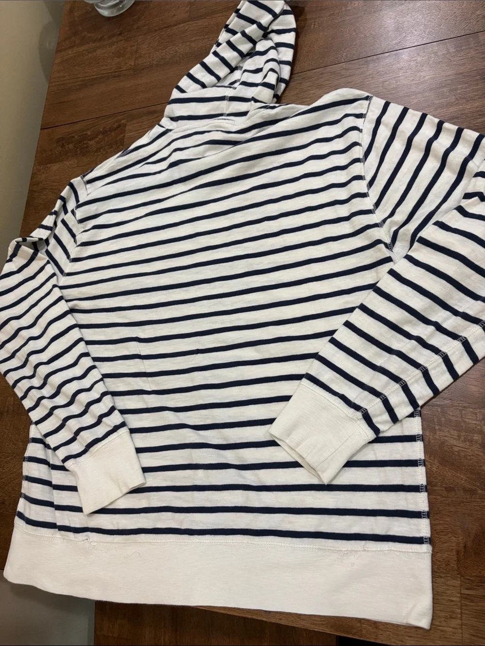 J. Crew  Knit Goods Slub Cotton Yarn Hoodie Mens XL striped Long sleeve t-shirt